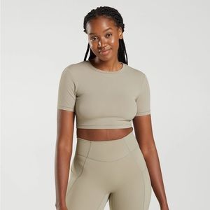 Whitney Simmons x Gymshark v5 | Crop Top | Cement Brown
